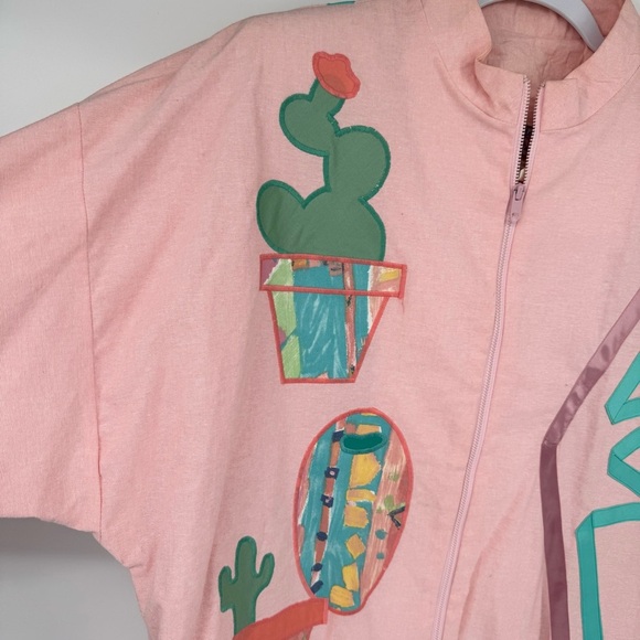 Vintage 90’s Pastel Bomber Jacket Women  Size Medium - Picture 3 of 11